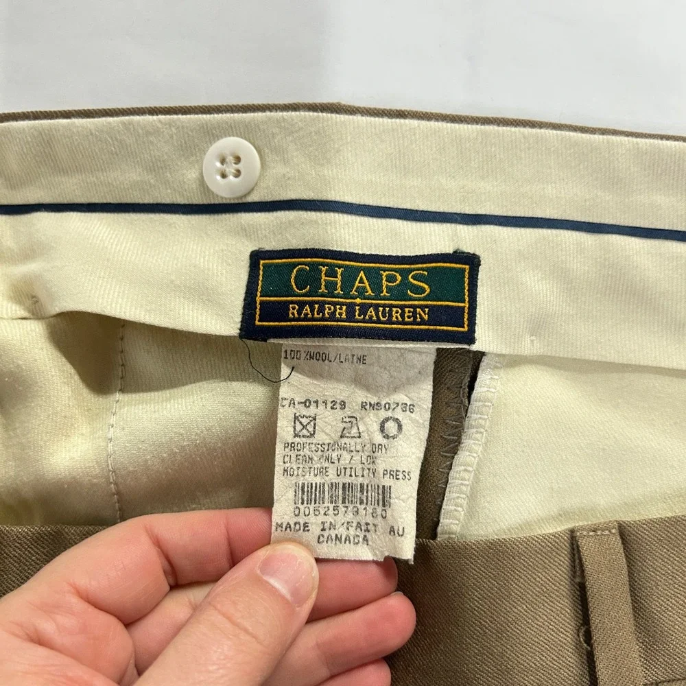 VTG Chaps Ralph Lauren‎ Pleated Wool Trousers 36 Brown Dark Academia Old Money